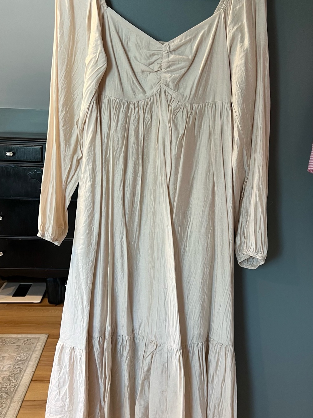 Boheme Long Sleeve Maxi Dress in Light Beige